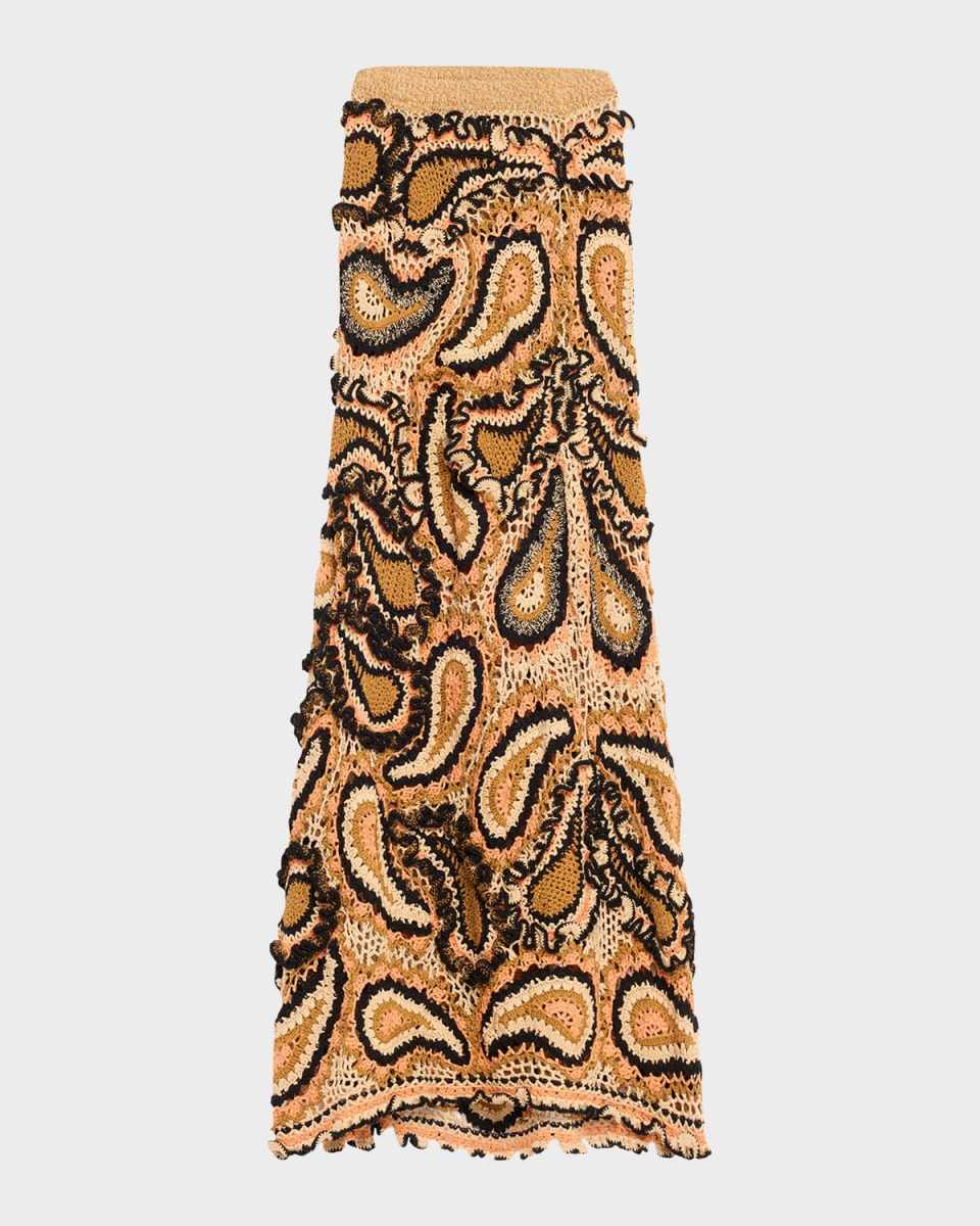 Ina Paisley Cotton Crochet Maxi Skirt